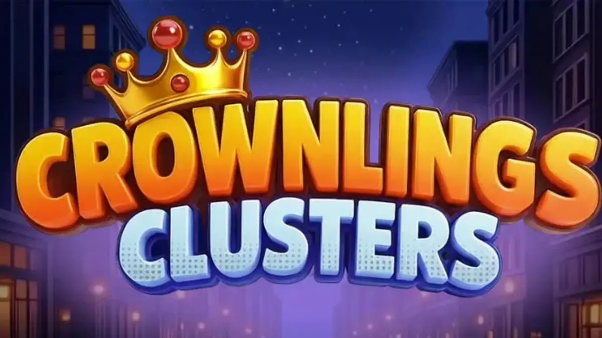 Interface do slot Crownlings Clusters em um dispositivo móvel exibindo o tema neon e criaturas coloridas