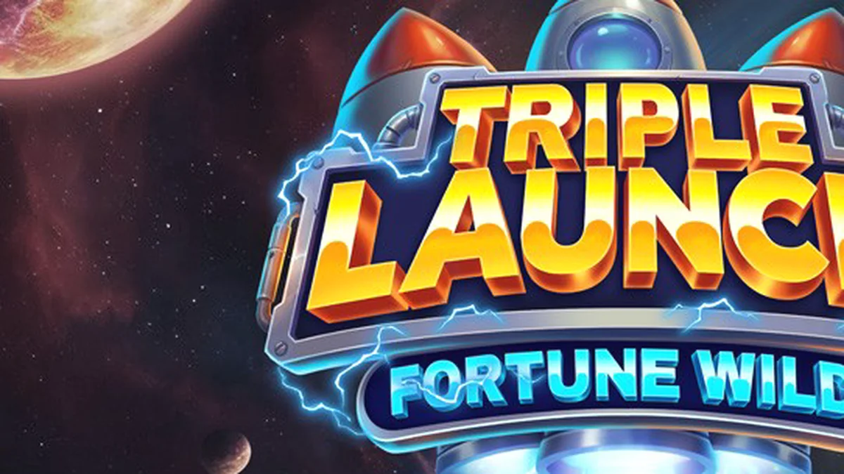 Interface futurista e vibrante do jogo Triple Launch Fortune Wild com elementos espaciais.