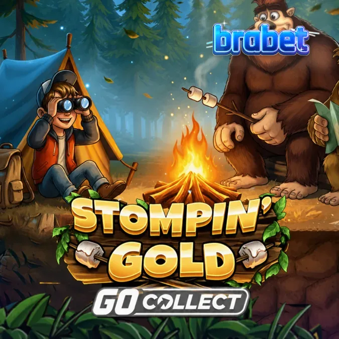 Interface do jogo de slot Stompin’ Gold com temática de floresta