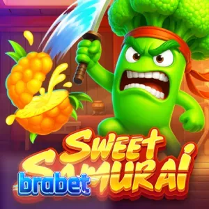 Visual do jogo de slot Sweet Samurai com elementos de dojo e frutas